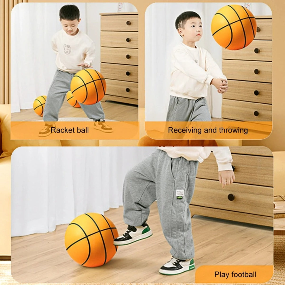 21Cm Silent Indoor Basketball - Soft PU Foam - Lightweight No-Noise Dribbling Ball 15146752966982-1