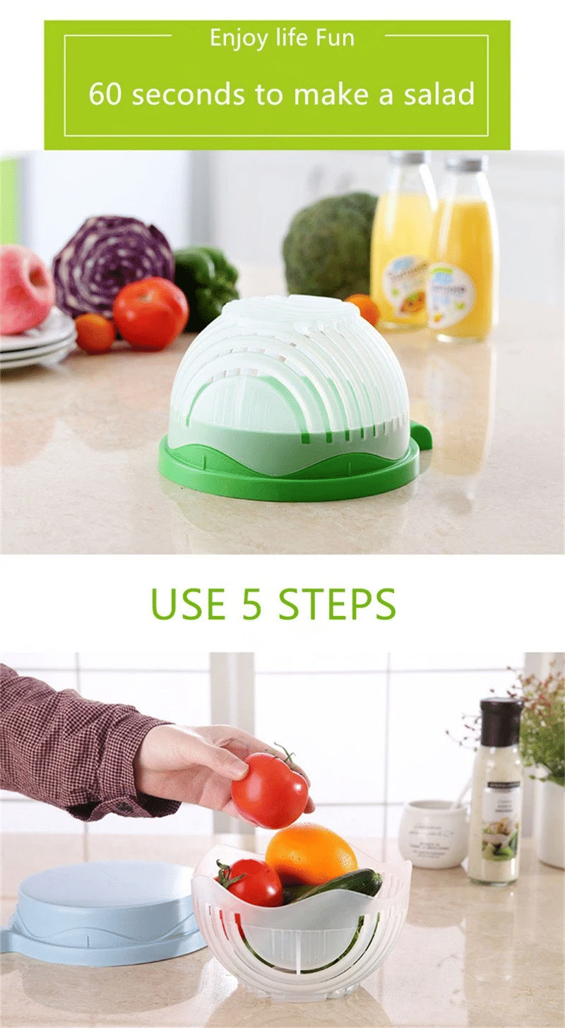 60 Seconds Salad Cutting Slicer Bowl