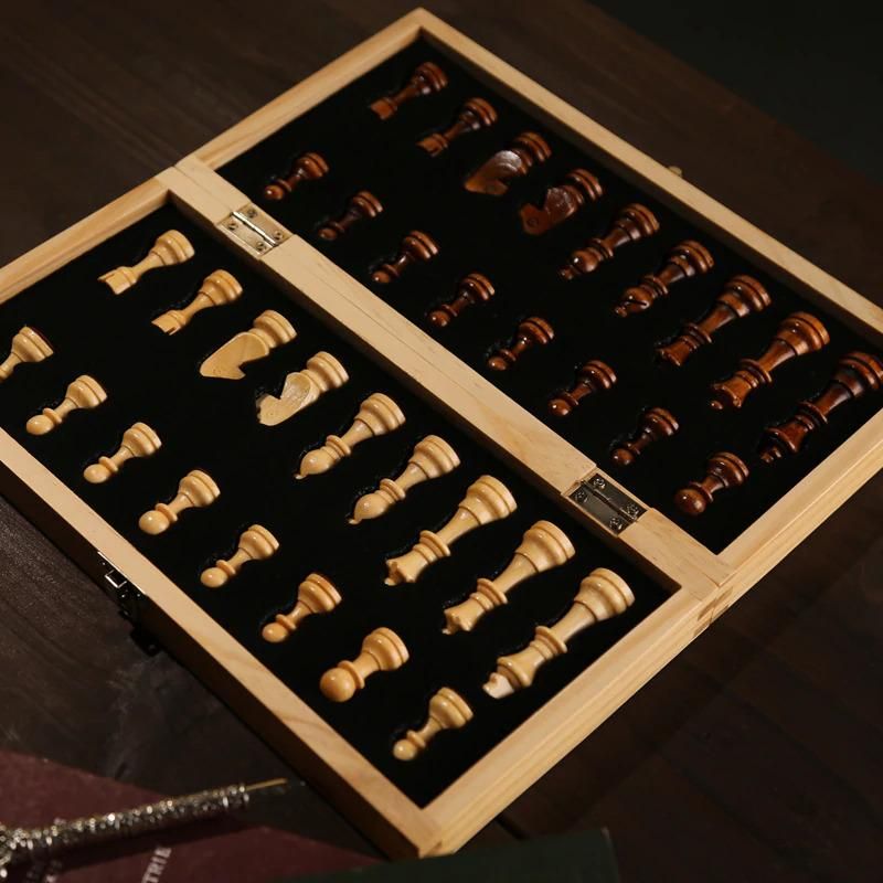 Large Magnetic Wooden Folding Chess Set