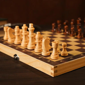 Large Magnetic Wooden Folding Chess Set