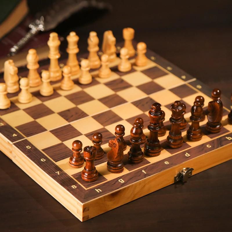 Large Magnetic Wooden Folding Chess Set