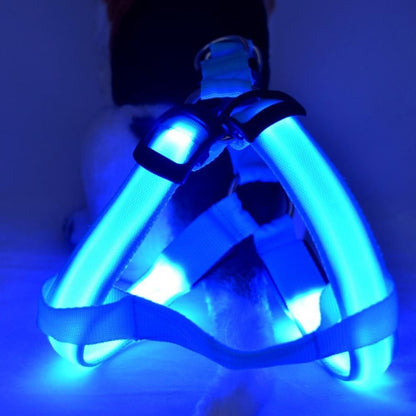 Adjustable LED Dog Harness - Log Leash Light for Night Walks 250307