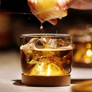 Wooden Mountain Whiskey Glass Bottom