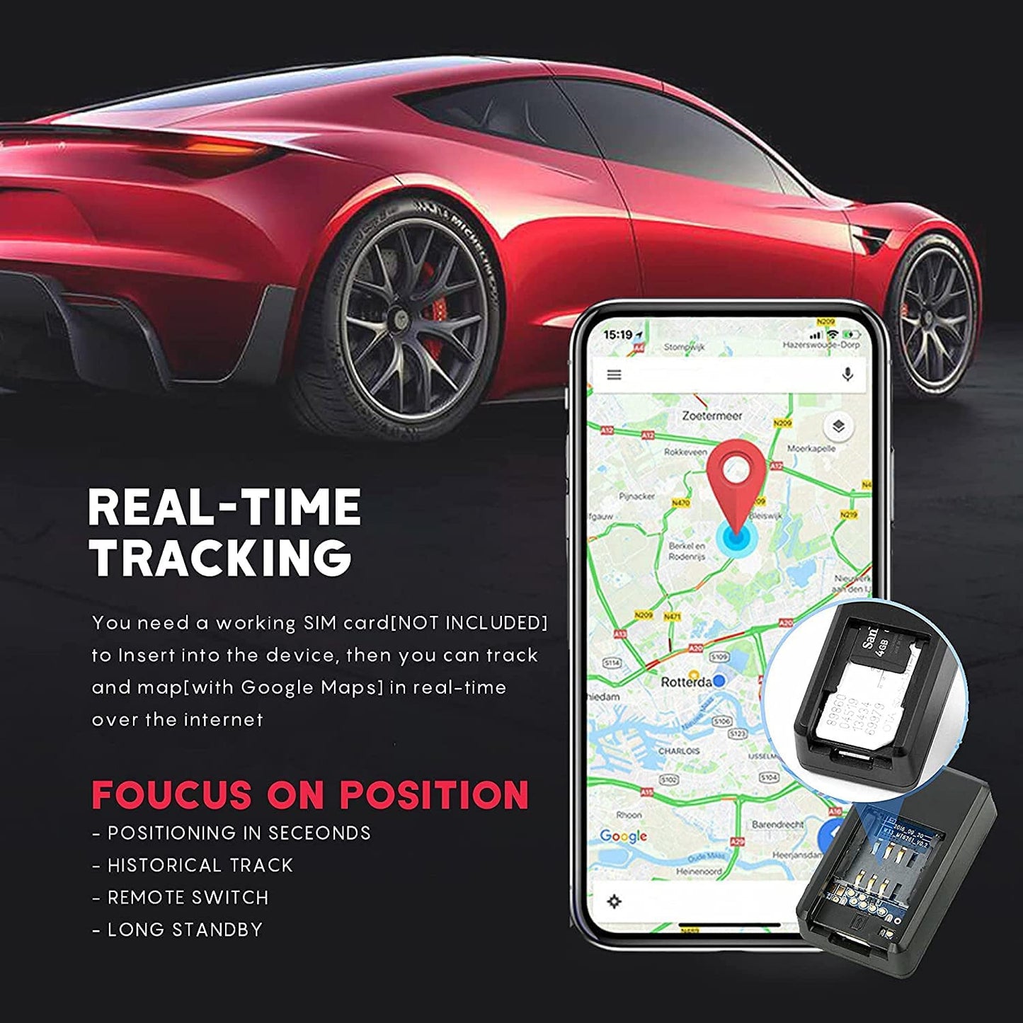 Mini Magnetic Car Gps Tracking Device For Kids, Bike, Dog, Anti-Theft Locator No Monthly Fee 8142381220040-al