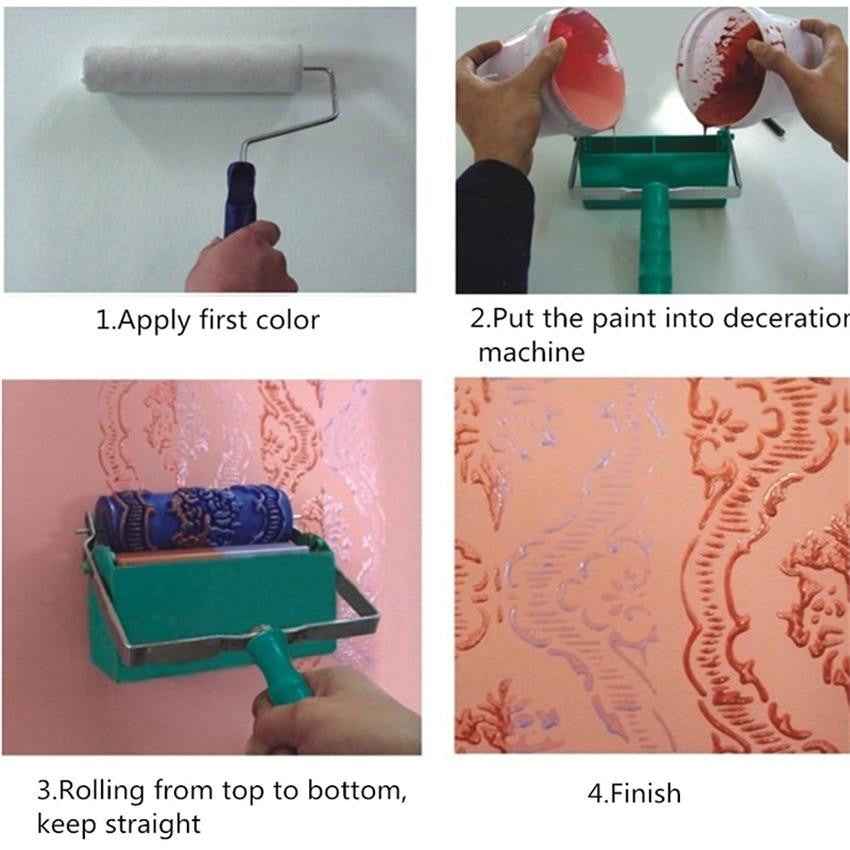 Roller And Patterned Paint Machine Wall Tools 5 Rubber Roller Brush Tool Set 3D Pattern Wallpaper