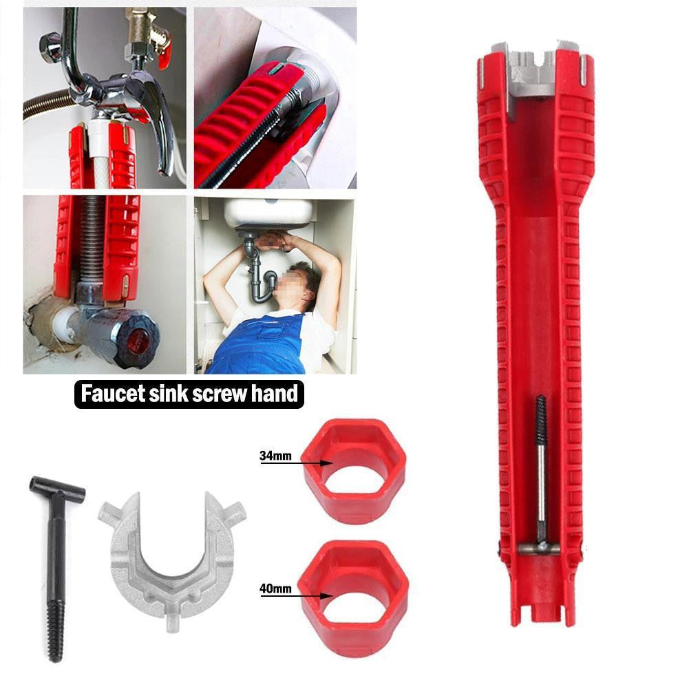 Anti-Slip 8 In 1 Kitchen Repair Plumbing Tool Flume Wrench Sink Faucet Key Plumbing Pipe