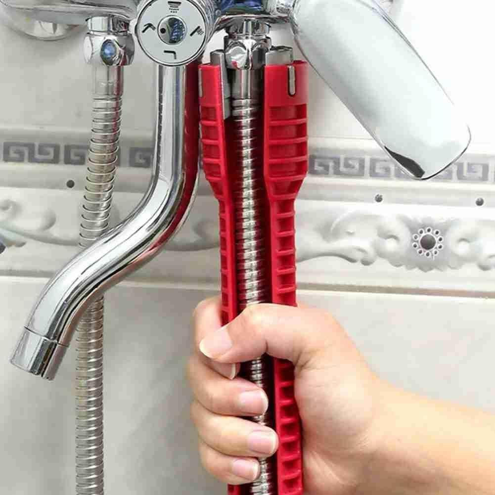 Anti-Slip 8 In 1 Kitchen Repair Plumbing Tool Flume Wrench Sink Faucet Key Plumbing Pipe