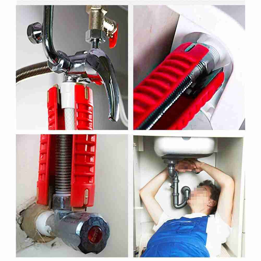 Anti-Slip 8 In 1 Kitchen Repair Plumbing Tool Flume Wrench Sink Faucet Key Plumbing Pipe
