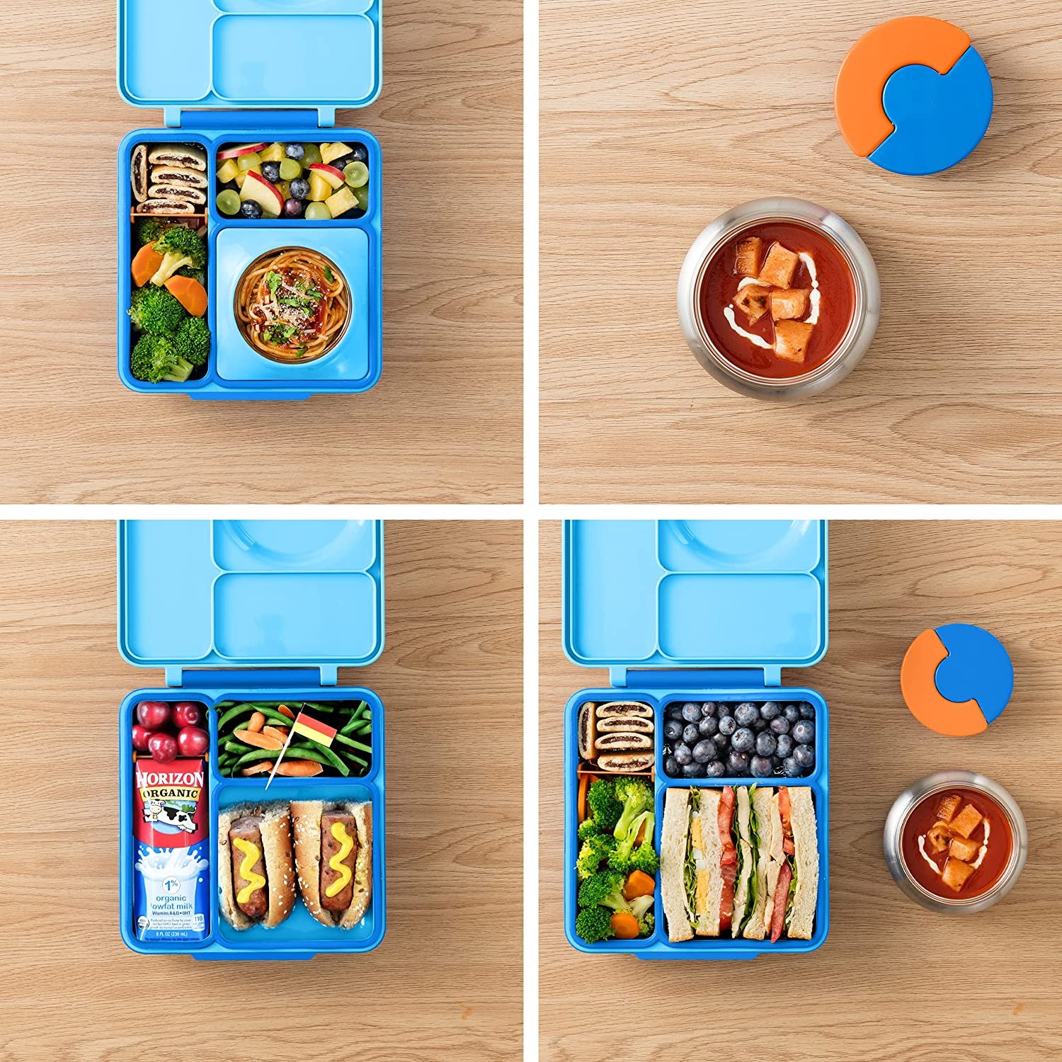 Bento Box For Kids Insulated Bento Lunch Box With Leak Proof Thermos Food Jar 3 Compartments