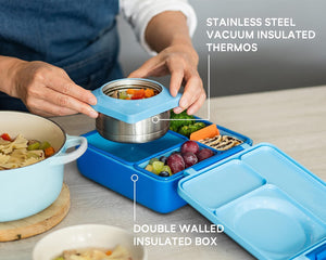 Bento Box For Kids Insulated Bento Lunch Box With Leak Proof Thermos Food Jar 3 Compartments