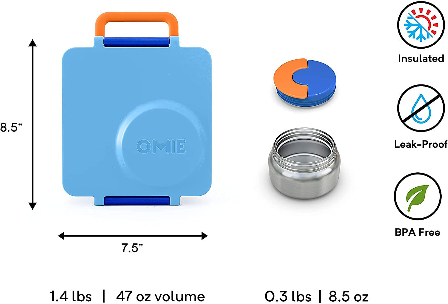 Bento Box For Kids Insulated Bento Lunch Box With Leak Proof Thermos Food Jar 3 Compartments