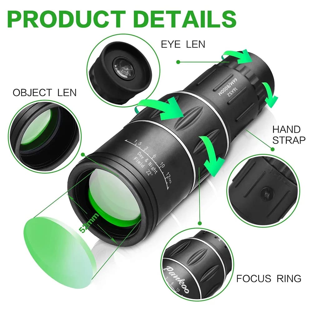 16x52 Single Eye Binocular - Long Range Monocular for Hunting