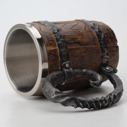 Wooden Barrel Stainless Steel Mug – Rustic And Durable Design