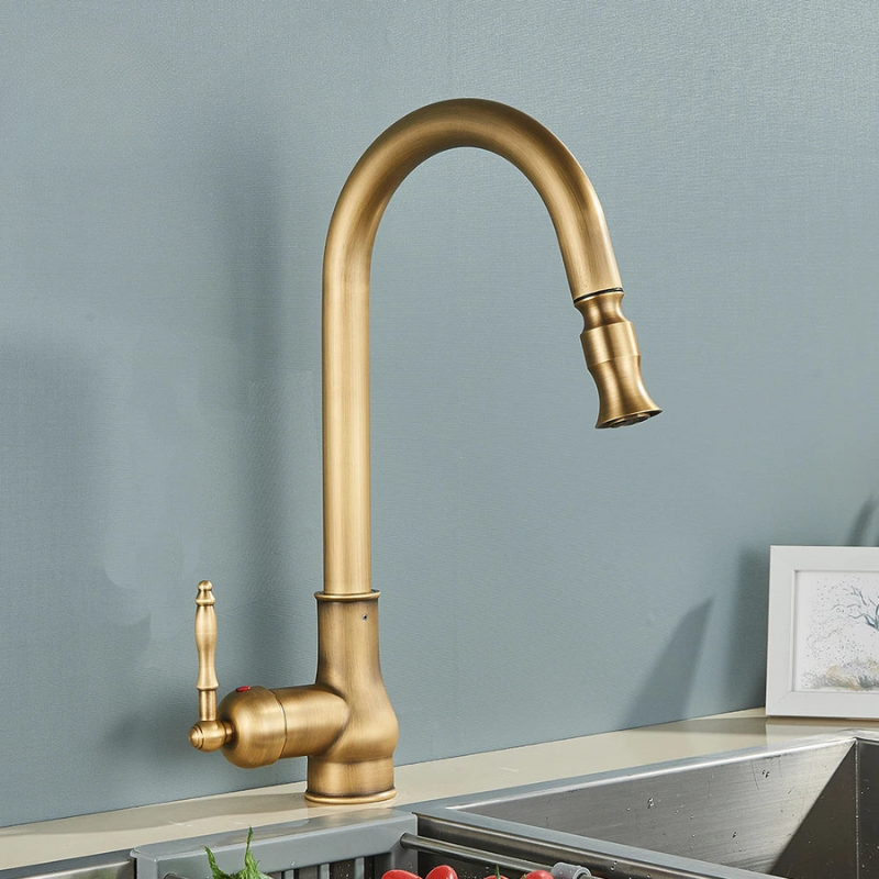 Vintagetap Antique Brass Kitchen Tap – Retro Style Mixer Faucet With Swivel Spout 10128629530902-1