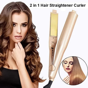 2-In-1 Hair Straightener And Curler With Ceramic Plates