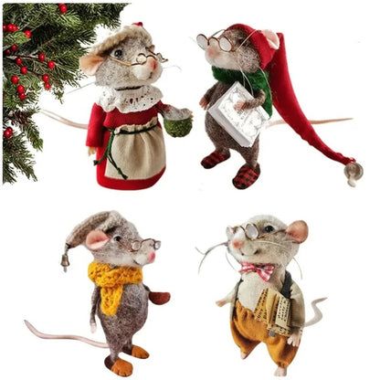 Handmade Felted Mouse Decoration - Eco-Friendly Wool - Holiday Ornament & Gift 15146752409926-1