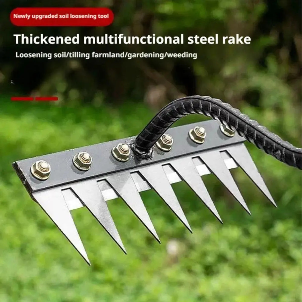 Steel Garden Rake with Durable Steel Tines for Lawn Care and Yard Maintenance 9912286019905-1
