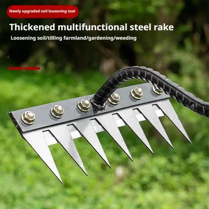 Steel Garden Rake with Durable Steel Tines for Lawn Care and Yard Maintenance 9912286019905-1