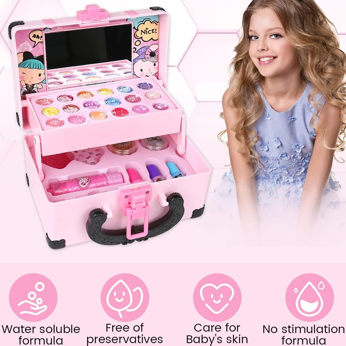 Glamour Beauty Kit - Washable Make-Up Kit For Children With Bag 10206867030280-1