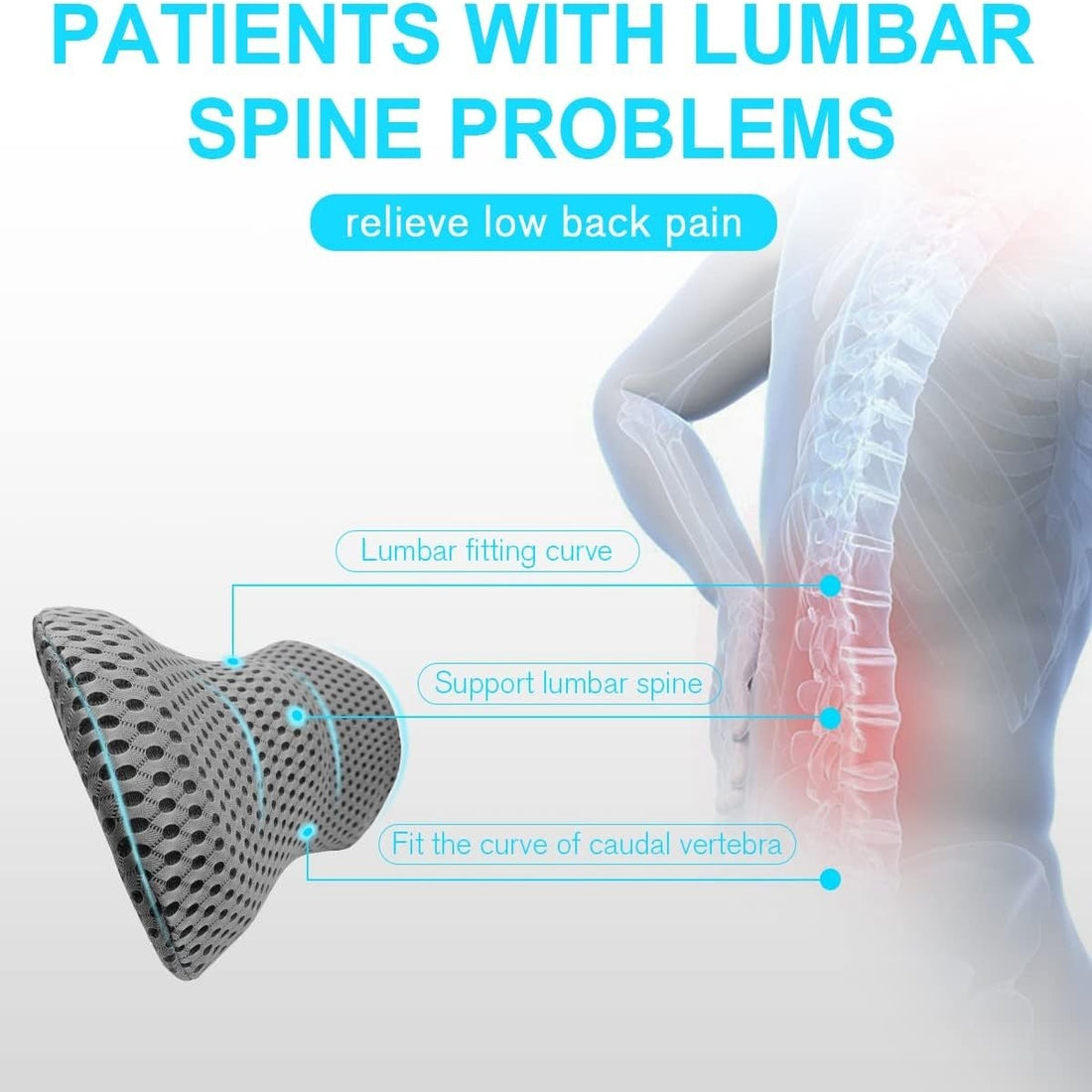 Ergonomic Lumbar Support Cushion for Lower Back Pain Relief - Ideal for Office, Driving, and Home Use 9878962897217-1