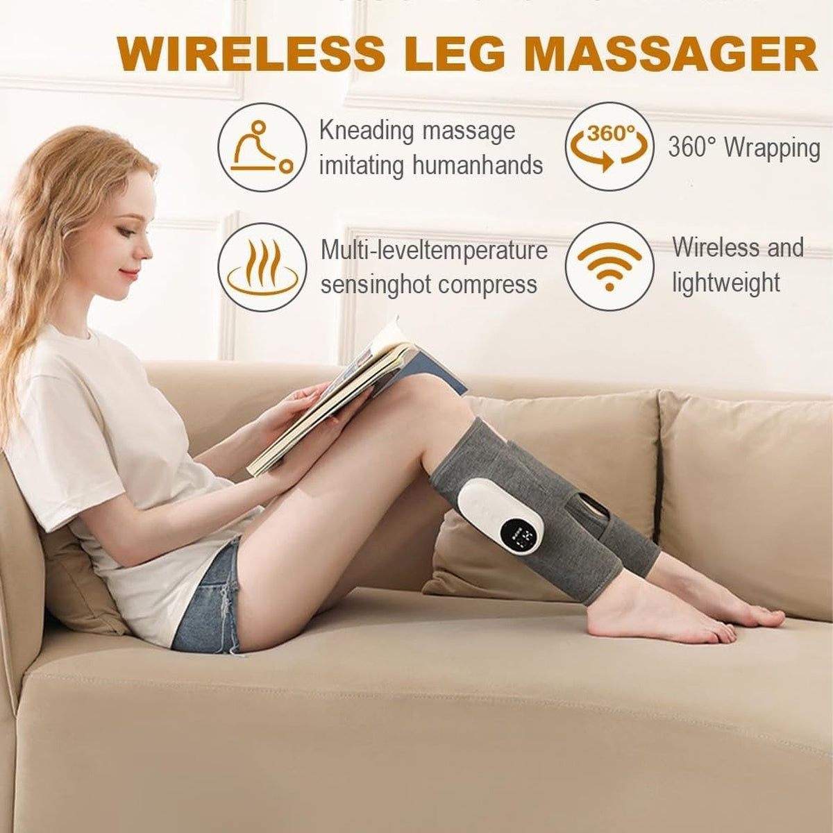 Aeroflux Cordless Leg & Calf Massager With Heat – Air Compression Therapy, Modes, Rechargeable Design 15426142437756-1