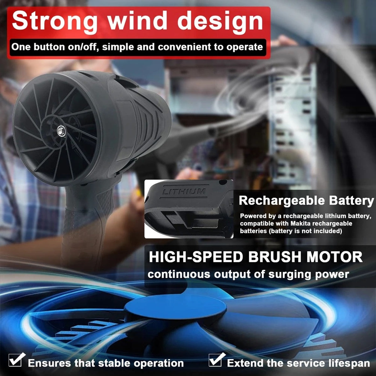 Turbo Jet Dryer with Two Rechargeable Batteries for Fast and Powerful Drying 5121091610094