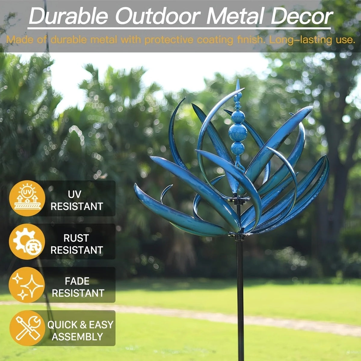 Decorative Windmill - Serene Garden Elegance with Graceful Spinning Motion 14821840912710-1