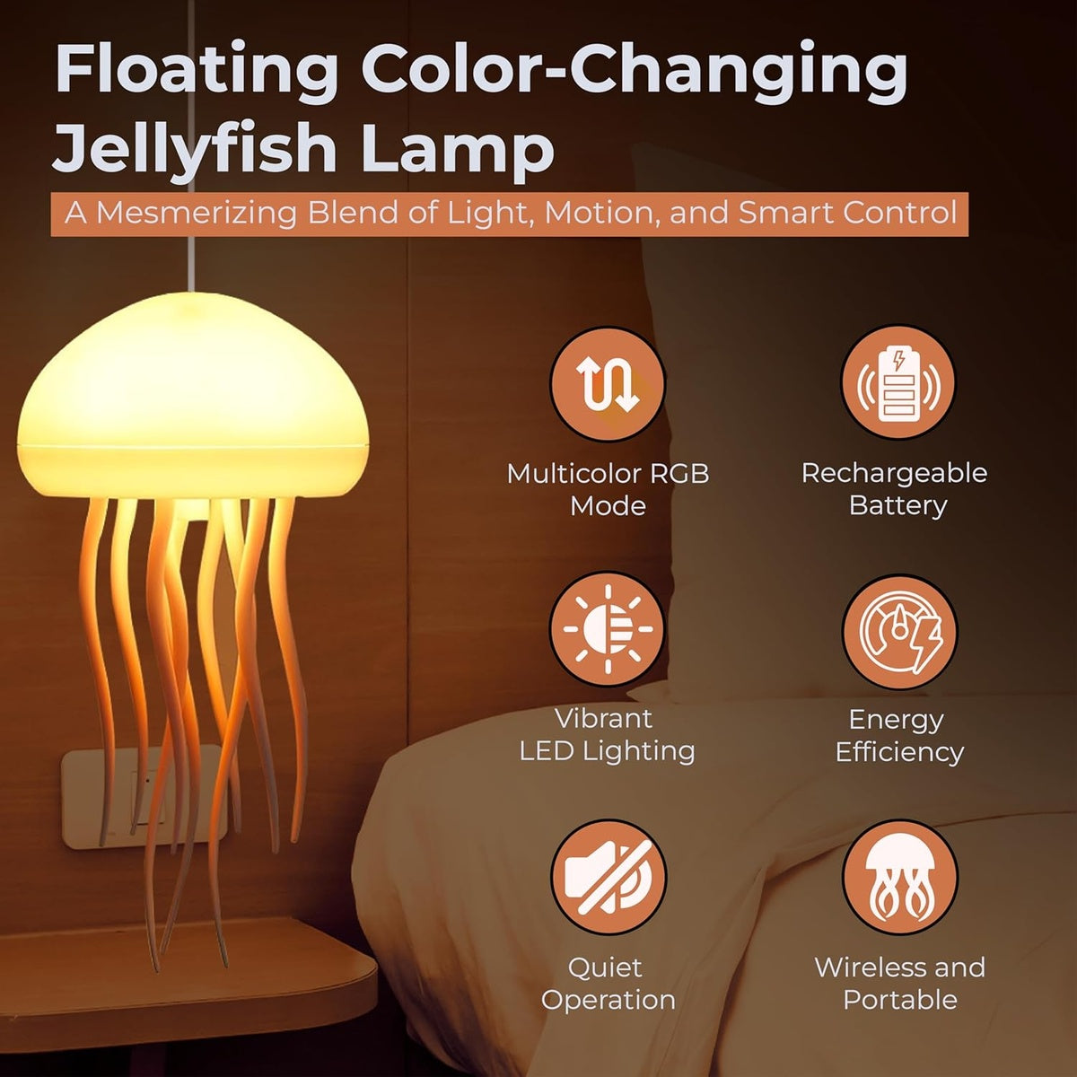 Jellyfish Ambient Lamp Creates Calming Color Shifting Light For Relaxation 8624208314610-1