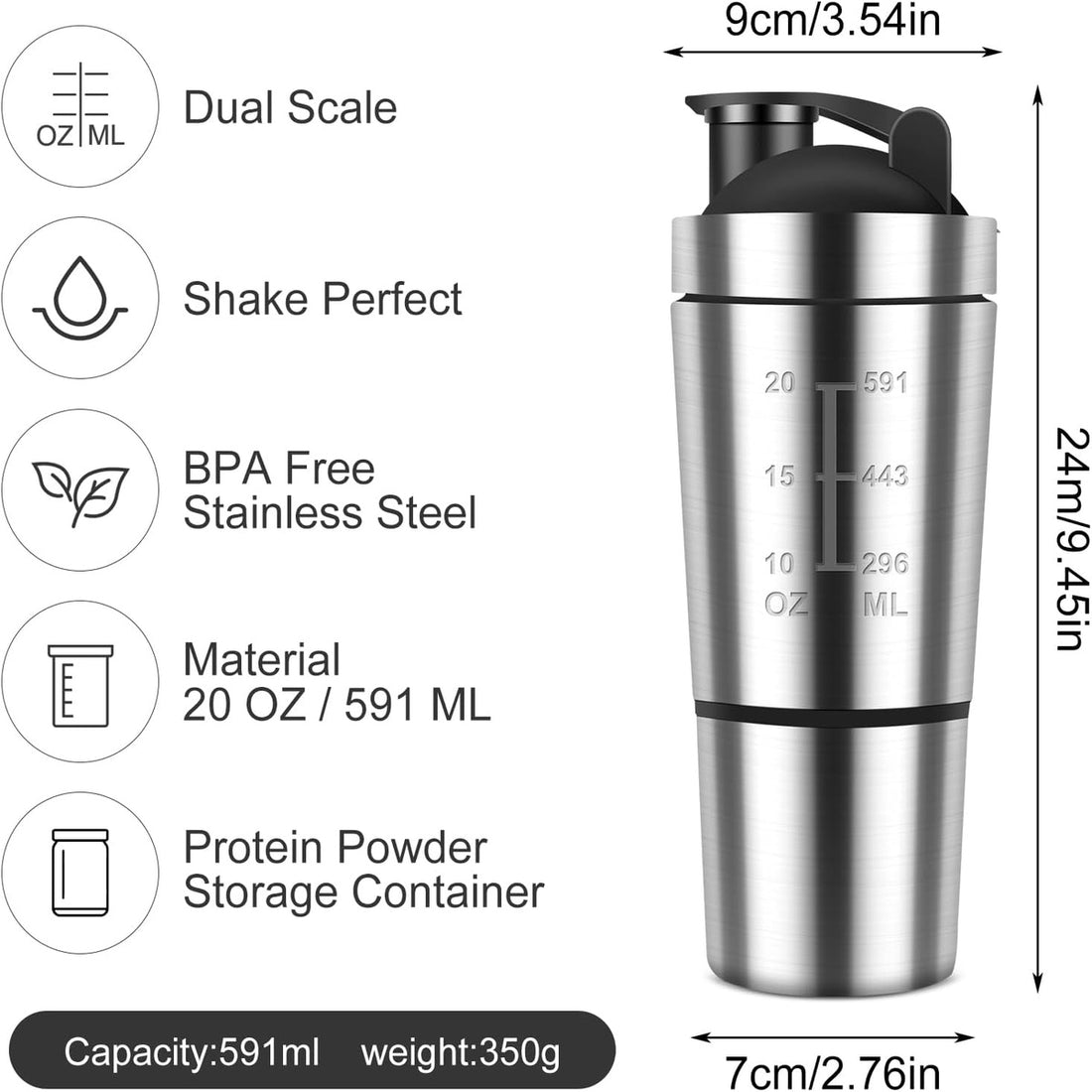 Stainless Steel Protein Shaker Bottle for Mixing Smooth Healthy Drinks 8830069768405-1