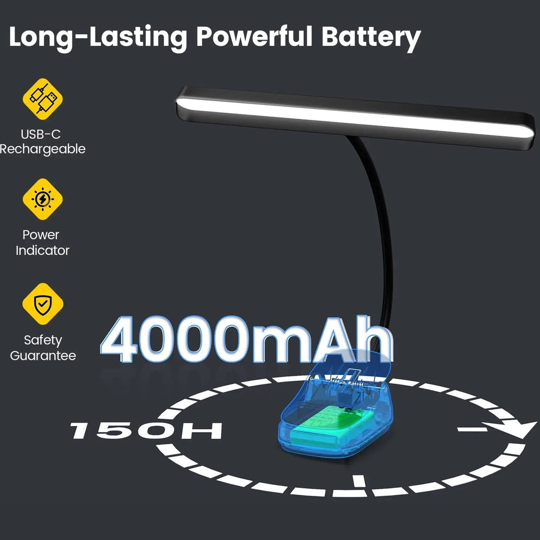 Led Music Stand Light – Super Bright Eye-Caring Clip-On Piano Light, Usb-C Rechargeable, Dimmable For Music Sheets And Reading 14891219878212-1