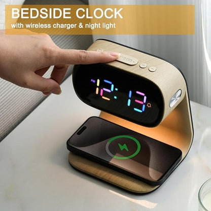 Creative 3-in-1 Bedside Lamp – Wireless Phone Charger & Smart Alarm with LCD Display for a Sleek, All-in-One Nightstand Upgrade 8361995010246-1