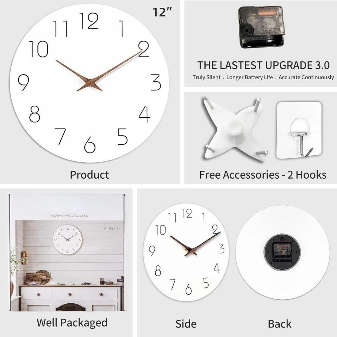 Minimalist Norwegian Wall Decoration Silent Clock 29 cm sh1751817214987860971