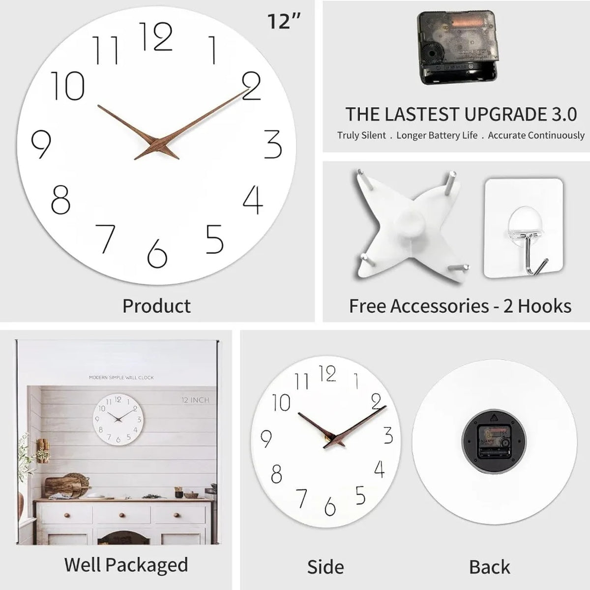Minimalist Norwegian Wall Decoration Silent Clock 29 cm sh1751817214987860971