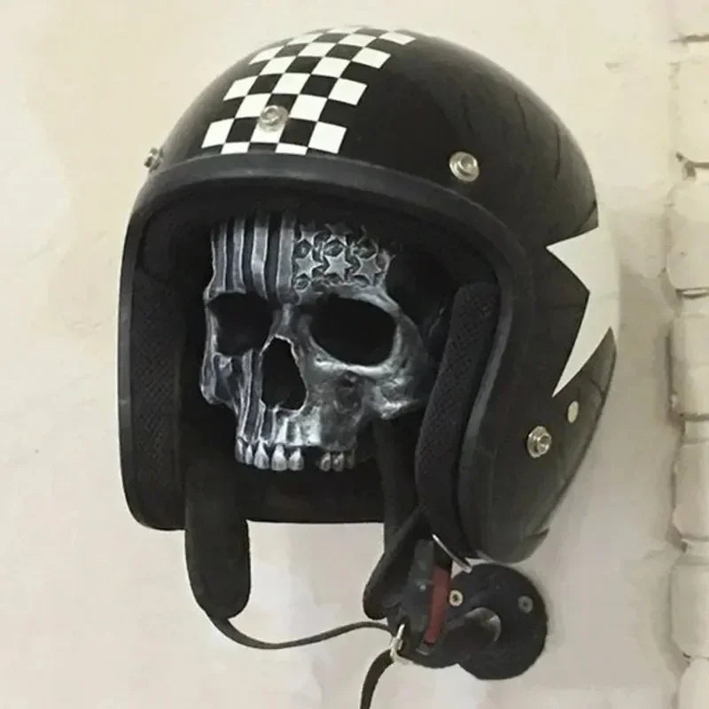 Motorcycle Helmet Skull With Beard-Helmet Rack 6849829208164-1