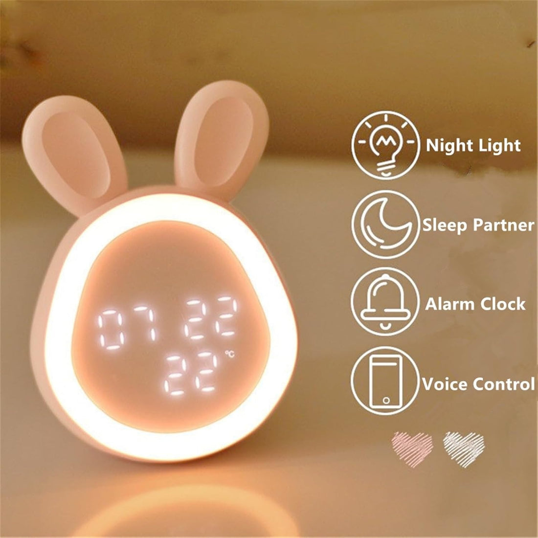 LED Cartoon Alarm Clock – Digital Display with Voice Control & Rechargeable Batter 9686234267990-1