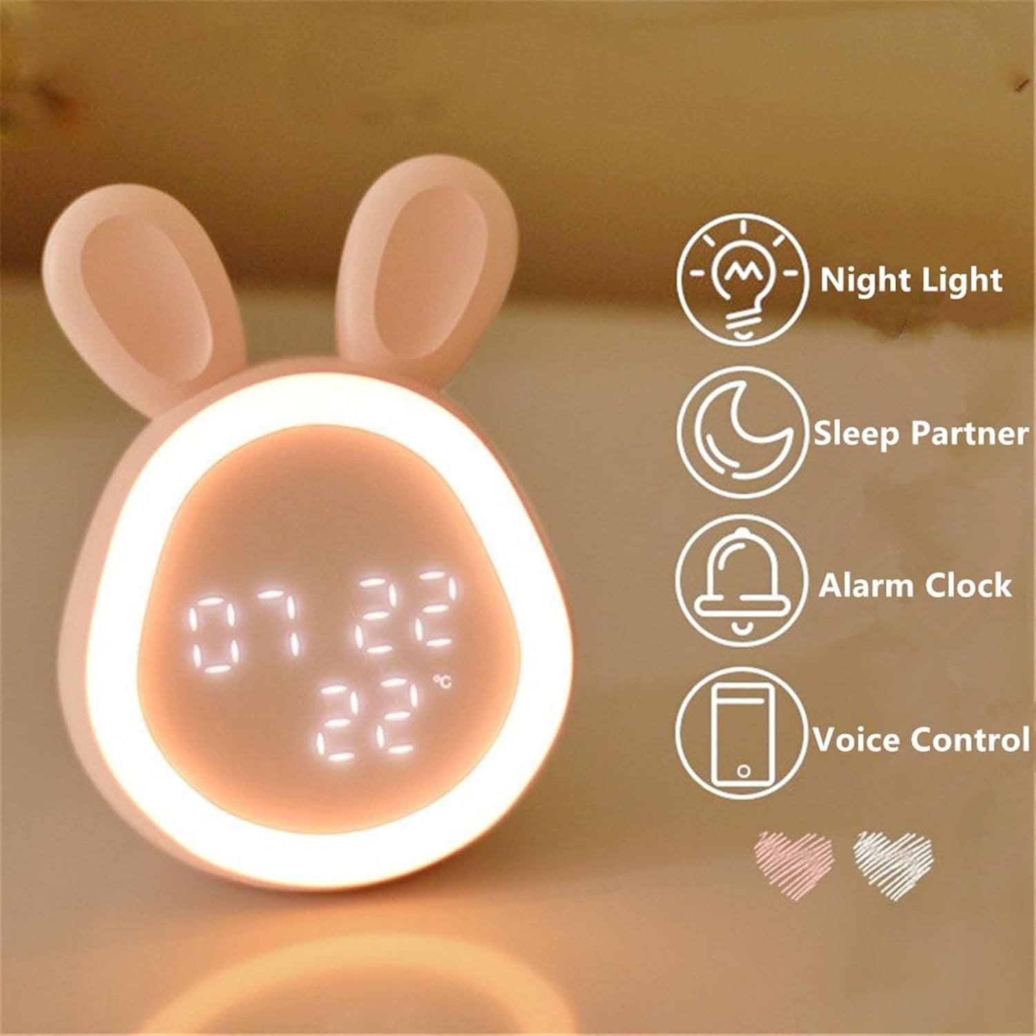 LED Cartoon Alarm Clock – Digital Display with Voice Control & Rechargeable Batter 9686234267990-1