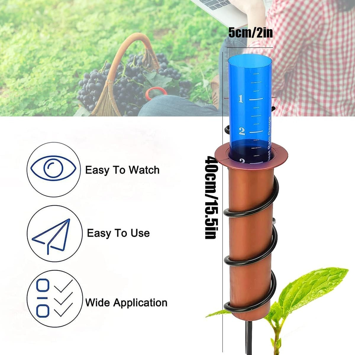 Copper Rain Gauge - Durable, Floating Design for Home Garden & Lawn Water Measurement 9957152260417-1