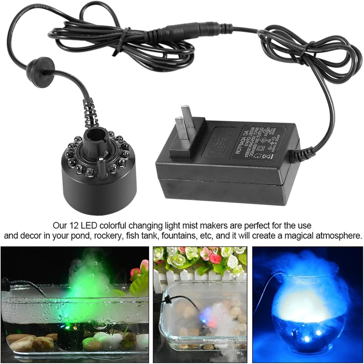 12 LED Light Ultrasonic Mist Maker Fogger 9551802040622-1
