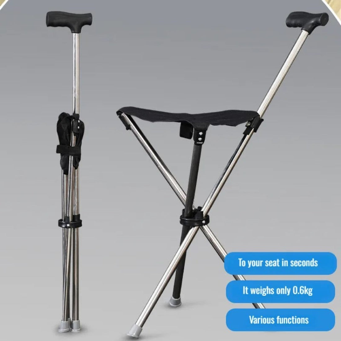 2-In-1 Portable Walking Stick With Foldable Seat 10450764136794-1