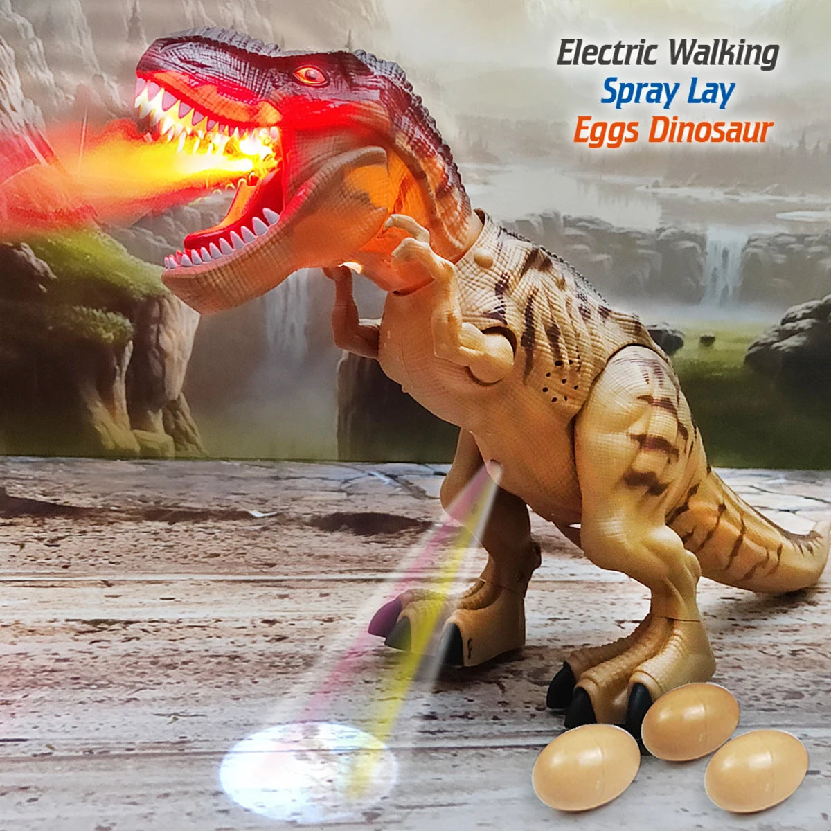 Dino-Rific RC T-Rex Toy - Roaring, Walking, Mist-Spraying Fun for Kids (3+ years) 8135955579095-1