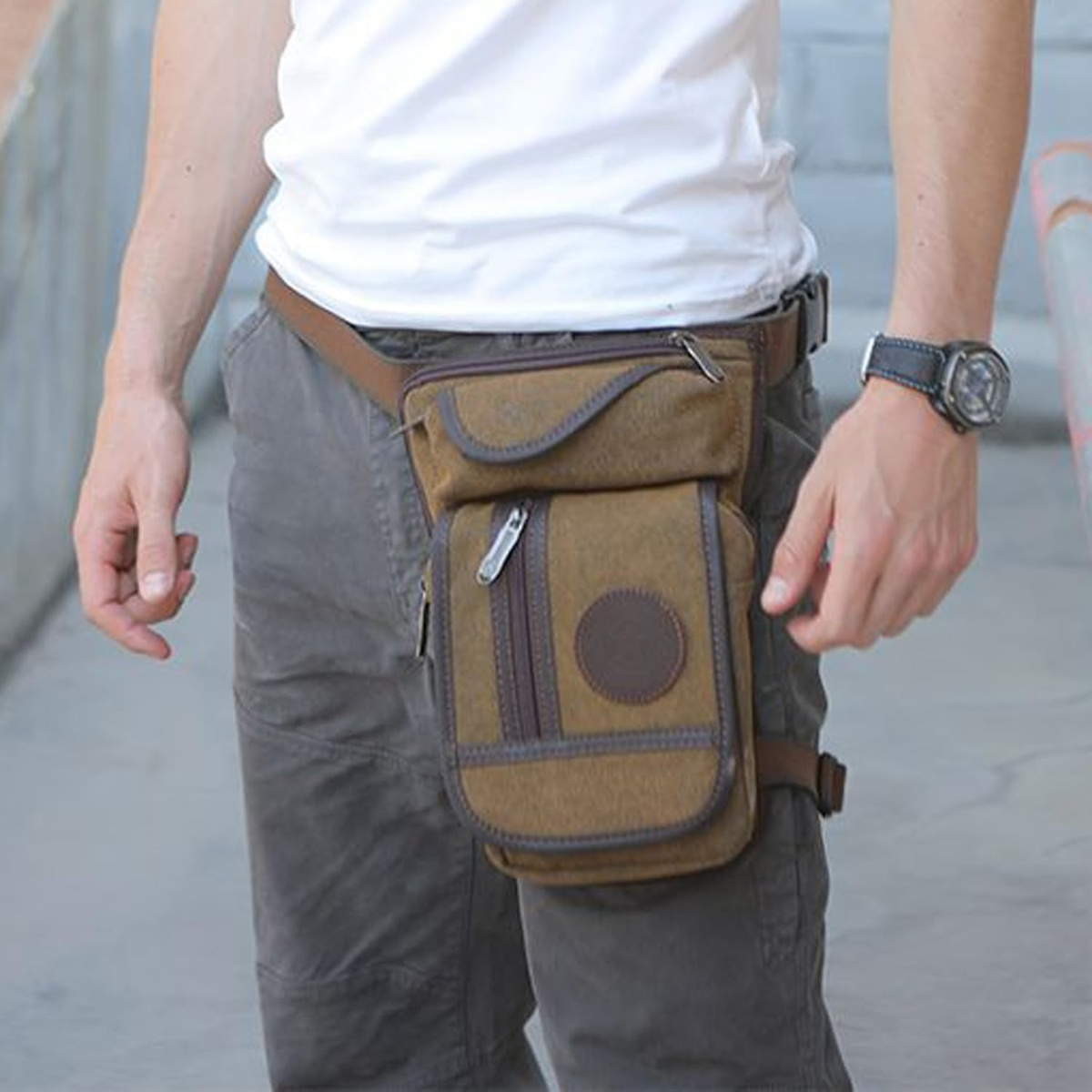 Outdoor Canvas Drop Leg Bag - Multi-Purpose Motorcycle Outdoor Travel, Hip Bag, Hiking, Climbing, Thigh Bag 7069733355718-1