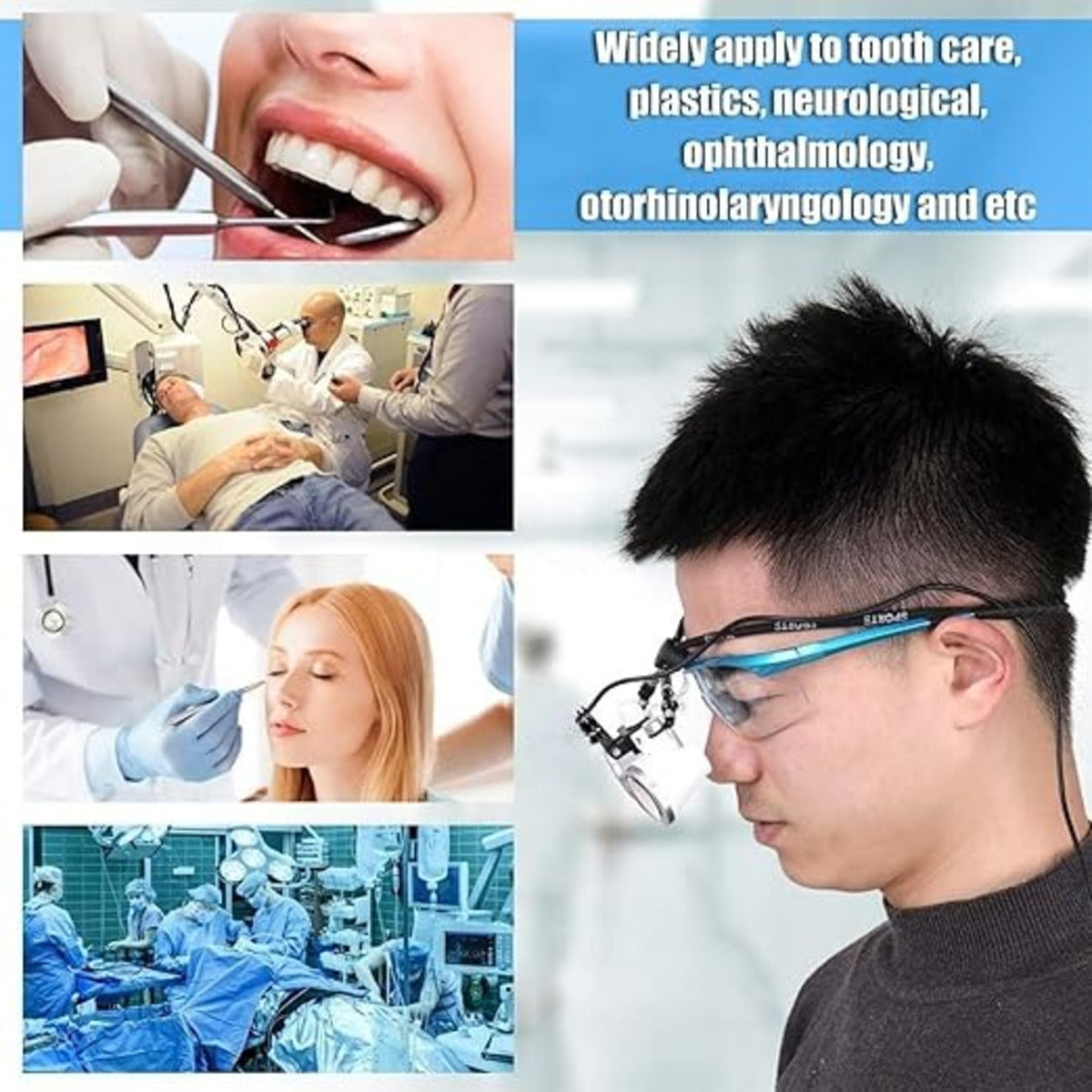 Dental Loupes Magnifier with & LED Headlight for Precision Work 9840492413249-1