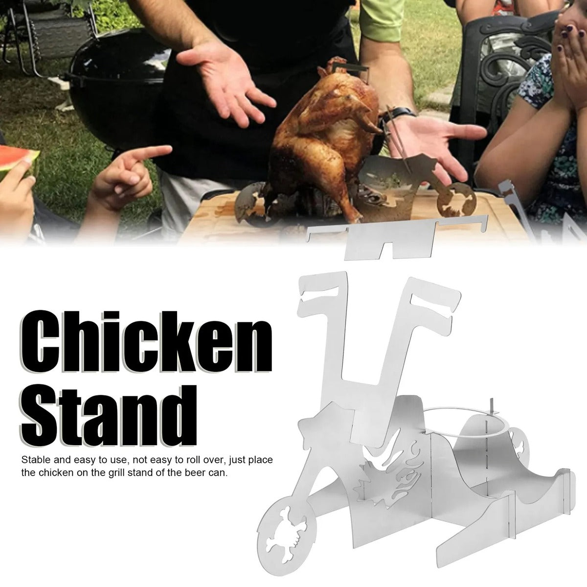 Stainless Steel Chicken Holder Rack For Outdoor BBQ Grill Roasting 6850550300772-1