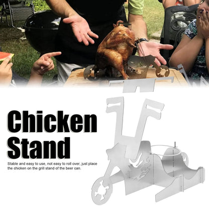 Stainless Steel Chicken Holder Rack For Outdoor BBQ Grill Roasting 6850550300772-1
