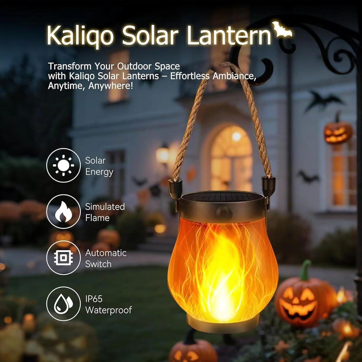 Solar Lantern Outdoor Lamp Waterproof Flame Light For Garden 9213797794035-1