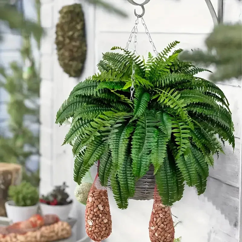 2Pc UV Resistant Artificial Boston Fern - Lifelike, Waterproof & Maintenance for Outdoor Décor 9945609568577-1