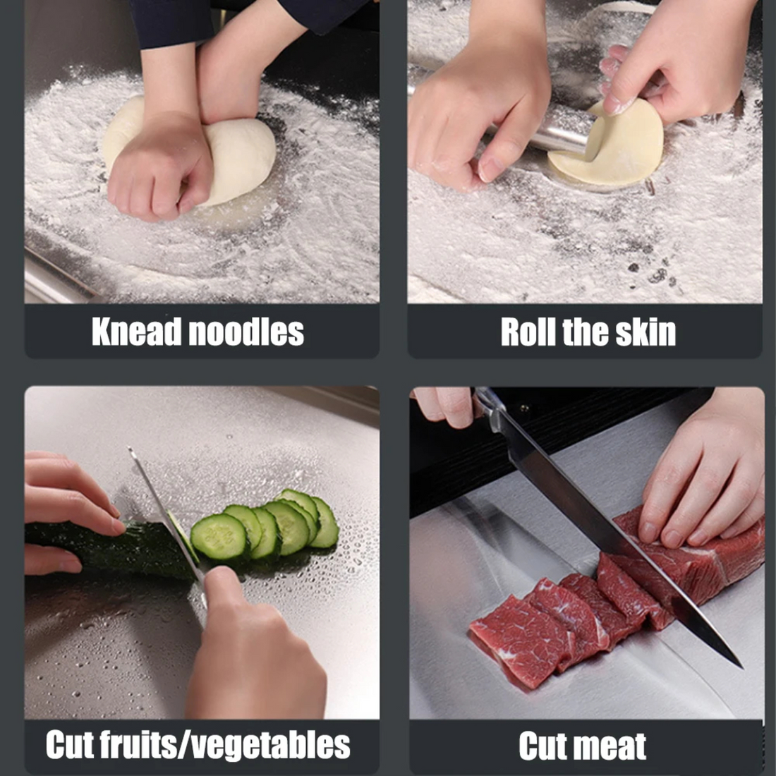 Stainless Steel Cutting Board with Lip - Durable, Non-Slip, Hygienic Cutting Board for Kitchen (60X40cm) SH1751817214987860957