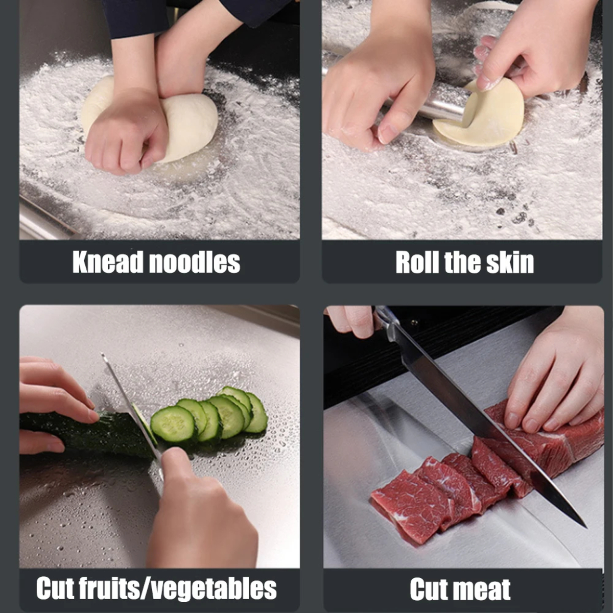Stainless Steel Cutting Board with Lip - Durable, Non-Slip, Hygienic Cutting Board for Kitchen (60X40cm) SH1751817214987860957
