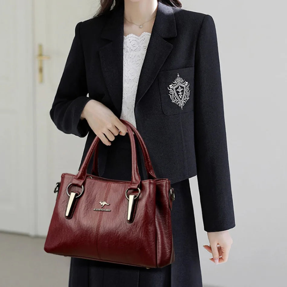 Premium Full-Grain Leather Classic Organizer Bag With Adjustable Strap 10110240653658-1