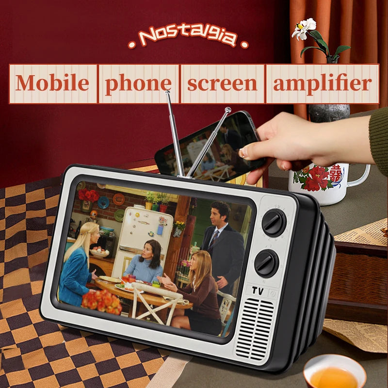 Retro Tv Phone Holder & Bluetooth Speaker 91410389-brown